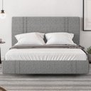 Ver imagem 6 de Cama Casal Flutuante com Cabeceira 140cm Lyra S05 Linho Cinza - Mpozenato