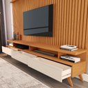 Ver imagem 3 de Rack Vivare com Painel Versátil para TV até 90 Polegadas 220cm Nature com Offwhite - Rede Móveis