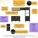 Ver imagem 2 de Armário de Cozinha Modulado com Bancada Americana Multimóveis Mp2209 Preto