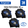 Trena Aço Fita Metálica Profissional 3m com Trava Kit 3 Unid - 3