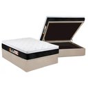 Ver imagem 1 de Cama Box Baú Casal: Colchão Espuma Castor D45 Black e White Air Euro Pillow + Base CRC Suede Clean