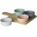 Ver imagem 1 de Conjunto de Petisqueira em Bambu com Potes de Ceramica 5 Peças LYOR 7977