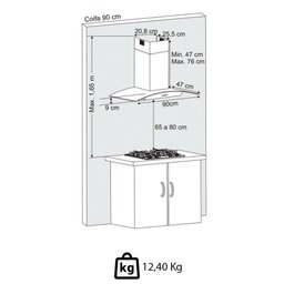 Coifa de Parede Fischer Talent Fit 90cm Vidro 220v 3 Velocidades 28019(63485) - 2