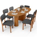 Ver imagem 1 de Mesa para Sala de Jantar Ourense com 06 Cadeiras Sala de Jantar Dara L02 Linho Cinza Escuro - Lyam
