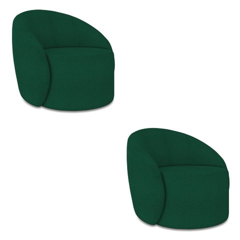 Poltrona Orgânica Kit 2 Lua Bouclê Verde D03 - D’Rossi