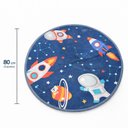 Ver imagem 2 de Tapete Infantil Astronauta Quarto Bebe Menino Azul 80cm Antiderrapante Redondo Pelucia Aveludado Dec