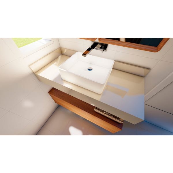 Bancada/Tampo para Pia de Banheiro 85cm x 35cm Quartzo Stone Italiano Bege Claro Polido - 2
