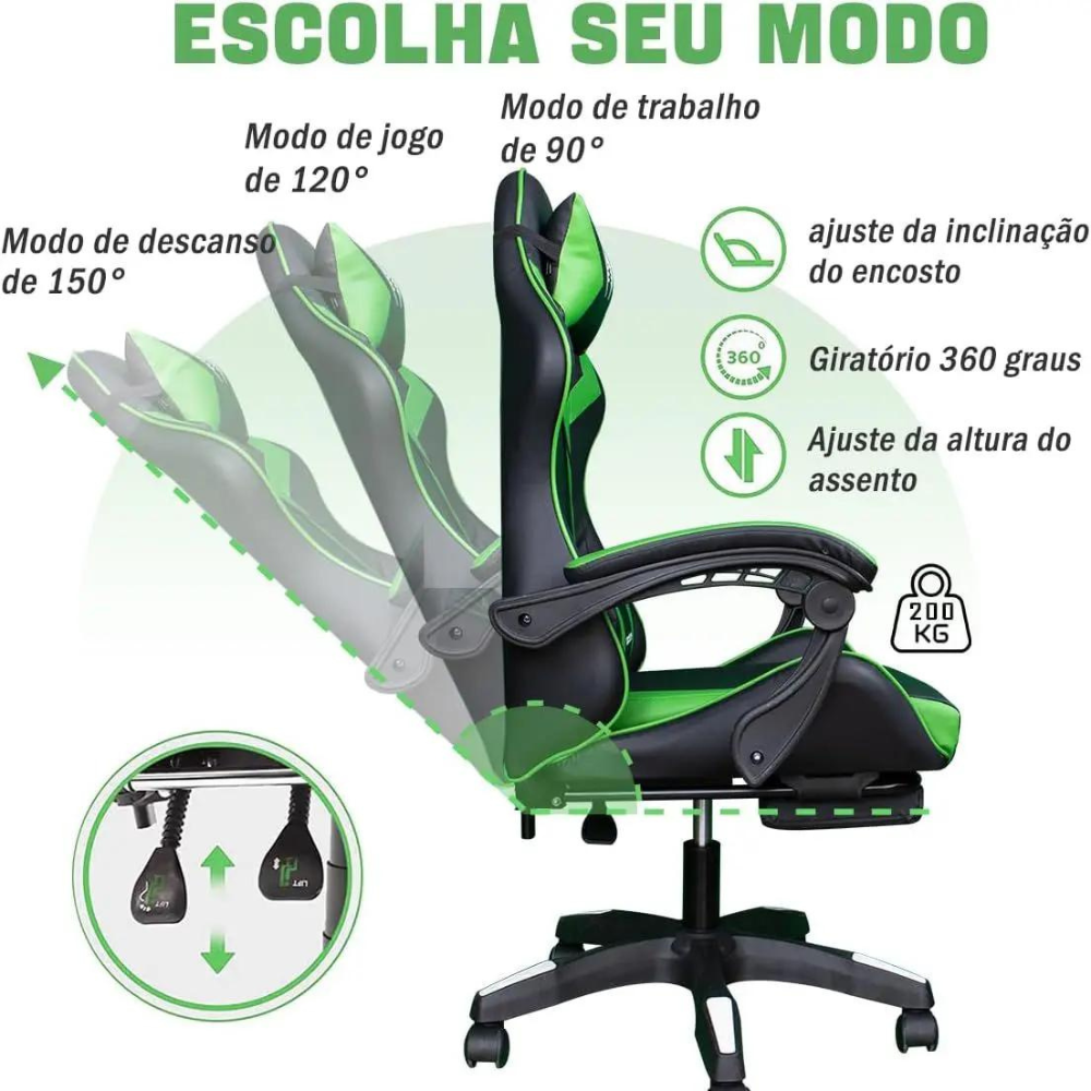 Cadeira Gamer Phyton Fly Verde - 3