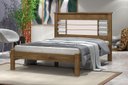 Ver imagem 1 de Cama RAI Casal Com Cabeceira Com Detalhes Cromados 100% MDF e Estrado em Madeira Cor Jequitiba/Off W