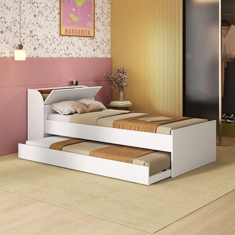 Cama Solteiro com Cama Auxiliar Lumina Espresso Móveis