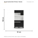 Ver imagem 6 de Cozinha Modulada Slim 5 Portas 1 Gaveta Branco Preto Formimóveis
