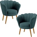 Ver imagem 1 de Kit Duas Poltronas Pétala em Linho Premium Verde Sua Casa Decorações Pés Madeira Claro