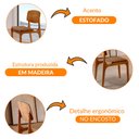 Ver imagem 5 de Conjunto com 2 Cadeiras Malta Gold em Madeira Maciça para Sala de Jantar Moderna Mobília