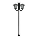 Ver imagem 1 de Poste Braço Curvo Luminária Romana Dupla Jardim Preto 300cm Ouro Minas L047OM
