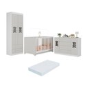 Ver imagem 1 de Quarto de Bebê Completo com Berço Americano 3 em 1 Colchão Teddy Multimóveis Mp4672 Branco/off