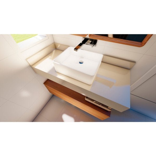 Bancada/Tampo para Pia de Banheiro 95cm x 50cm Quartzo Stone Italiano Bege Claro Polido - 2