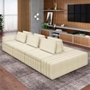 Ver imagem 1 de Sofá Ilha com Encosto e Almofadas Móveis Olimpo 425cm Modulado Bouclê Off White G45 - Gran Belo