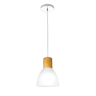 Luminária Pendente de Teto Anello Wood Vidro Detalhe Madeira 1 Lâmpada E27 Bivolt:branco/110v/220v - 1