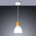Ver imagem 2 de Luminária Pendente de Teto Anello Wood Vidro Detalhe Madeira 1 Lâmpada E27 Bivolt:branco/110v/220v