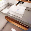 Ver imagem 1 de Bancada/Tampo para Pia de Banheiro 105cm x 35cm Quartzo Stone Italiano Cinza Claro Fosco