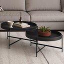 Ver imagem 3 de Mesa de Centro Decorativo Sala de Estar 70 Cm Industrial Sintético Preto P06 Aura