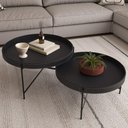 Ver imagem 2 de Mesa de Centro Decorativo Sala de Estar 70 Cm Industrial Sintético Preto P06 Aura
