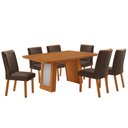 Ver imagem 2 de Mesa de Jantar Carolina 180cm Tp MDF Canto Copo Base Detalhe Off White com 6 Cadeiras Liz