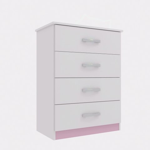 Comoda 4 Gavetas Premium Amarzenamento Moderno Quarto Rubusta Cor Multflex Azul/rosa