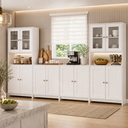 Ver imagem 1 de Conjunto Cozinha 4 Peças com Armário e Balcão 12 Portas 8 Prateleiras Branco - Decibal Móveis