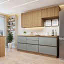 Ver imagem 1 de Cozinha Completa Modulada 4 Peças 6 Portas 4 Gavetas com Rodapé Norten Marrom/Verde/Nature