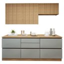 Ver imagem 2 de Cozinha Completa Modulada 4 Peças 6 Portas 4 Gavetas com Rodapé Norten Marrom/Verde/Nature