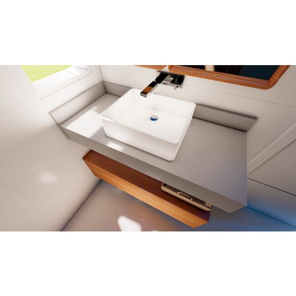 Bancada/Tampo para Pia de Banheiro 80cm x 40cm Quartzo Stone Italiano Cinza Claro Fosco - 2