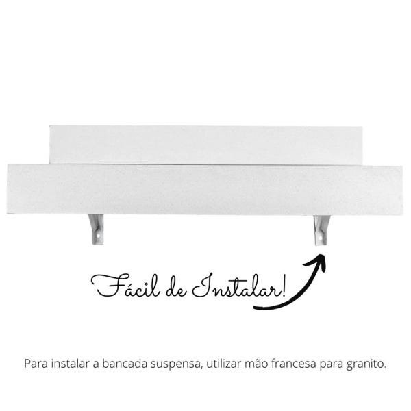 Bancada/Tampo para Pia de Banheiro 80cm x 40cm Quartzo Stone Italiano Cinza Claro Fosco - 4