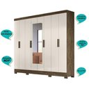 Ver imagem 3 de Guarda Roupa Casal com 8 Portas com Espelho 4 Gavetas Castanho Wood / Baunilha Diplomata - Moval