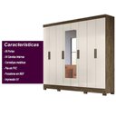 Ver imagem 2 de Guarda Roupa Casal com 8 Portas com Espelho 4 Gavetas Castanho Wood / Baunilha Diplomata - Moval