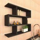 Ver imagem 3 de Nicho Zig P15cm Minimalista Preto Mdf Organizador Cozinha - Rufatto Decorações