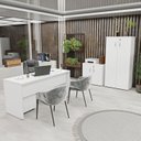 Ver imagem 3 de Conjunto Escritório Office Escrivaninha Armários Gaveteiro Netmobil - Branco