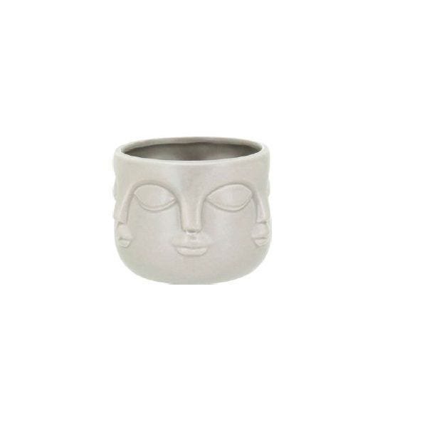 Cachepot em Ceramica Face 12X9CM Cinza GS 311418099 - 1