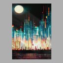 Ver imagem 3 de Quadro Decorativo Abstrato - Skyline Noturno - 30x45cm