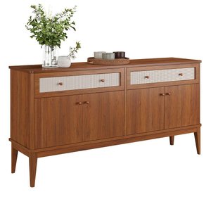 Balcão de Madeira Maciça 4 Portas e 2 Gavetas Viena Amêndoa