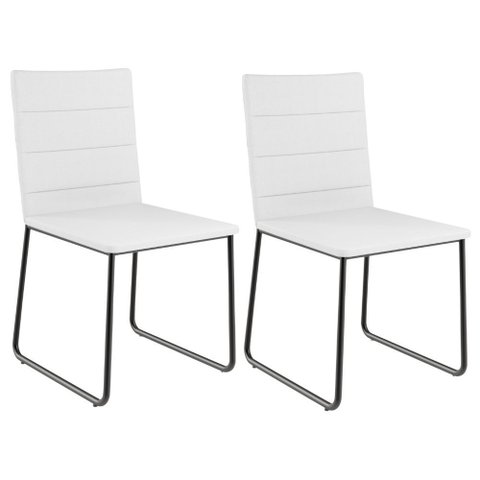 Kit 02 Cadeiras Decorativa Estofada para Sala de Jantar Preto Maya L02 Facto Branco - Lyam Decor