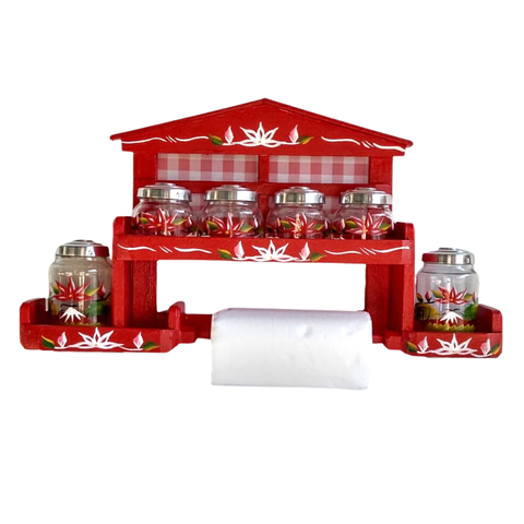 Porta Tempero Espaço Para Papel Toalha Vidros P/ Condimento