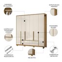 Ver imagem 3 de Guarda Roupa Casal 217cm 6 Portas Denali Freijó/Off Z17 - Mpozenato