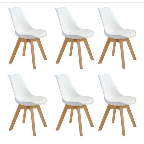 Kit com 6 Cadeiras Leda Brancas Estofadas – Elegância e Conforto para Cozinha e Sala de Jantar