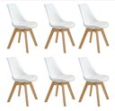 Ver imagem 1 de Kit com 6 Cadeiras Leda Brancas Estofadas – Elegância e Conforto para Cozinha e Sala de Jantar