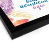 Quadro Decorativo Tela Canvas Coisas Boas Acontecem Aqui Fundo Floral - 32,5x23cm (Moldura caixa lac - 2