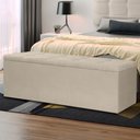 Ver imagem 2 de Calçadeira Recamier Baú Queen 1,60m Roma Suede Bege - Pallazio