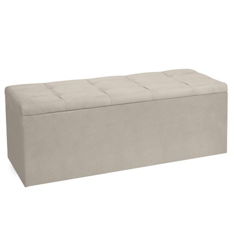 Calçadeira Recamier Baú Queen 1,60m Roma Suede Bege - Pallazio