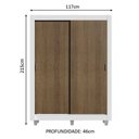 Ver imagem 3 de Guarda-Roupa Solteiro Madesa Dallas 2 Portas de Correr 2 Gavetas com Pés Branco/Rustic Cor:Branco/Ru