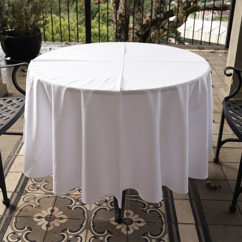 Toalha de Mesa Mariana Redonda Branca - Poliéster, Diâmetro 150cm